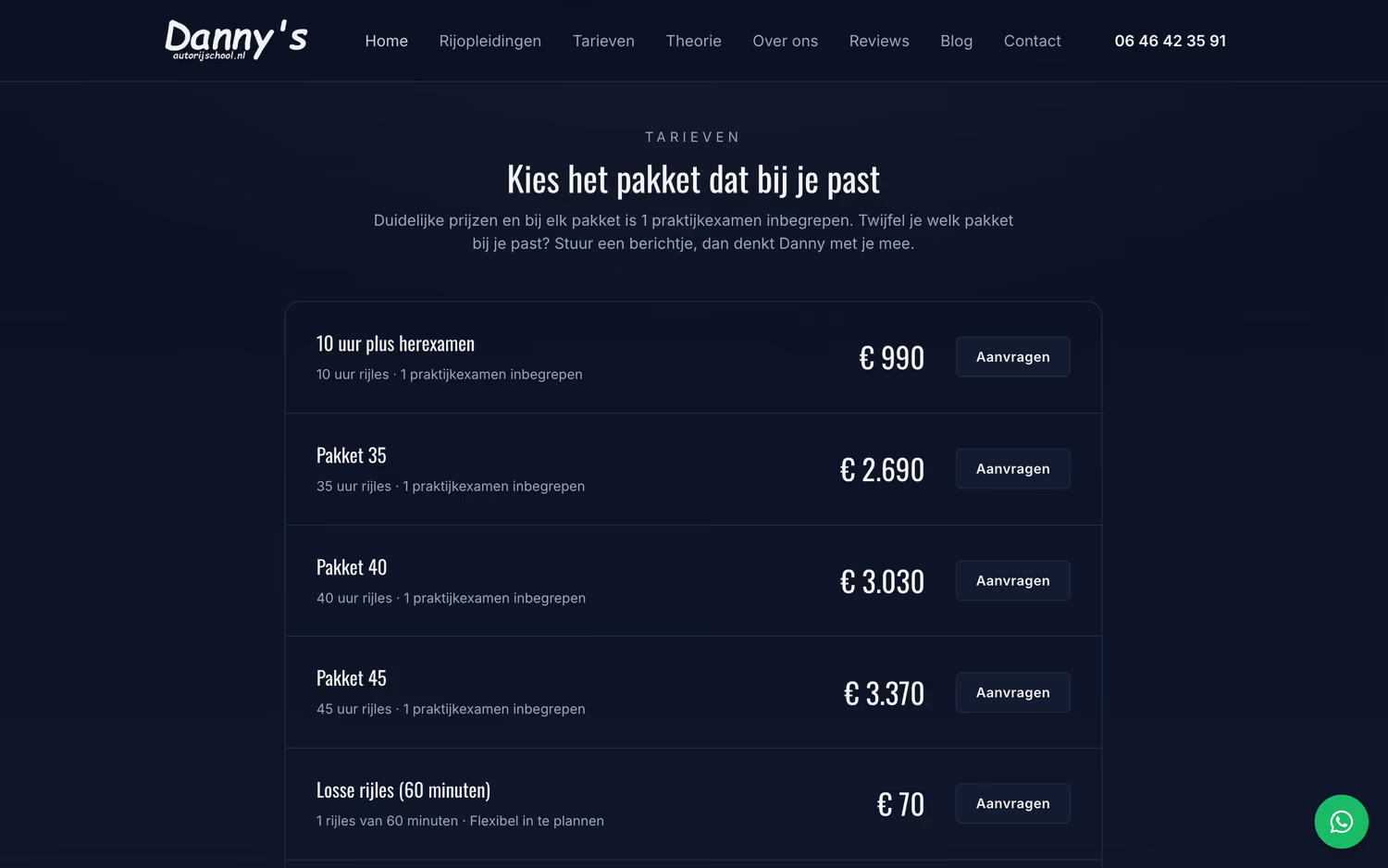 Website van Danny's Autorijschool